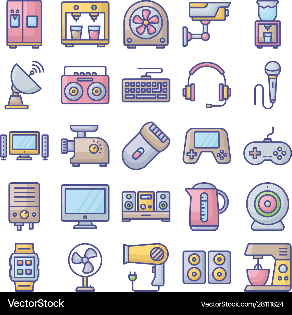 Electronics isolated icons set every singl Electronics isolated icons set every singl vector image
