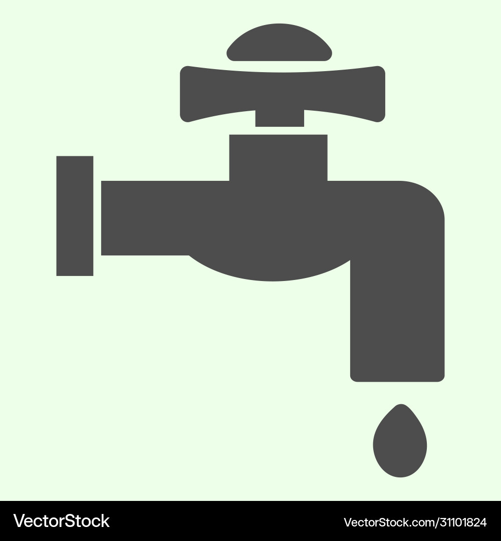 Faucet solid icon water tap leaking with drop Vector Image
