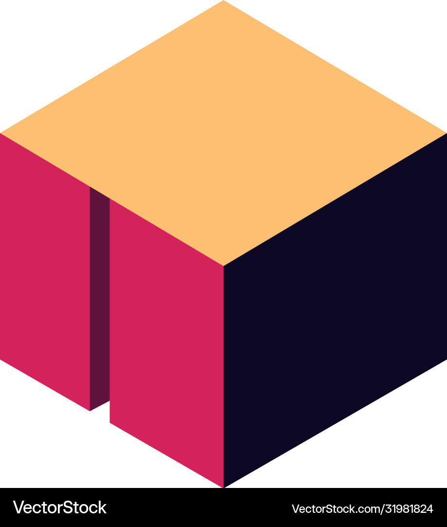 Geometric and abstract 3d cube flat style icon Geometric and abstract 3d cube flat style icon vector image