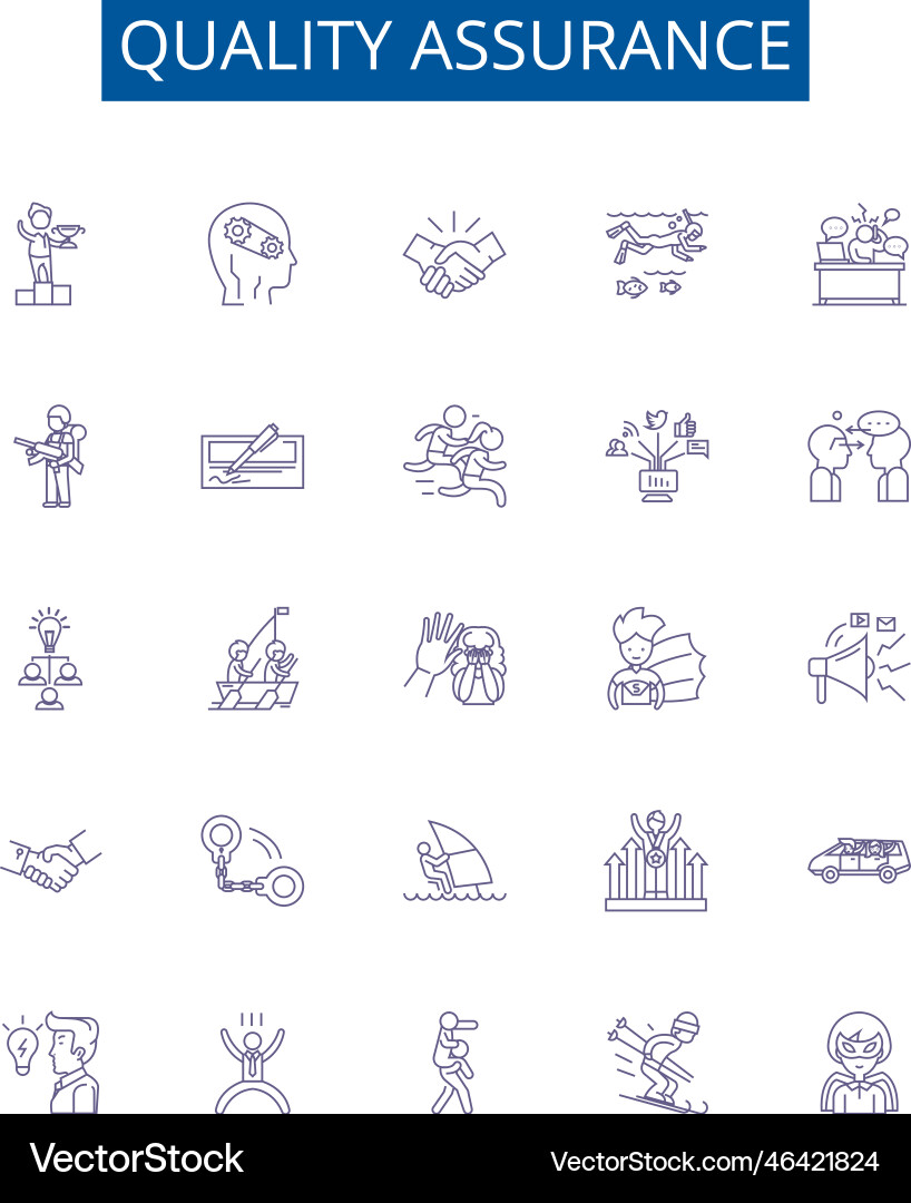 Quality assurance line icons signs set design Quality assurance line icons signs set design vector image