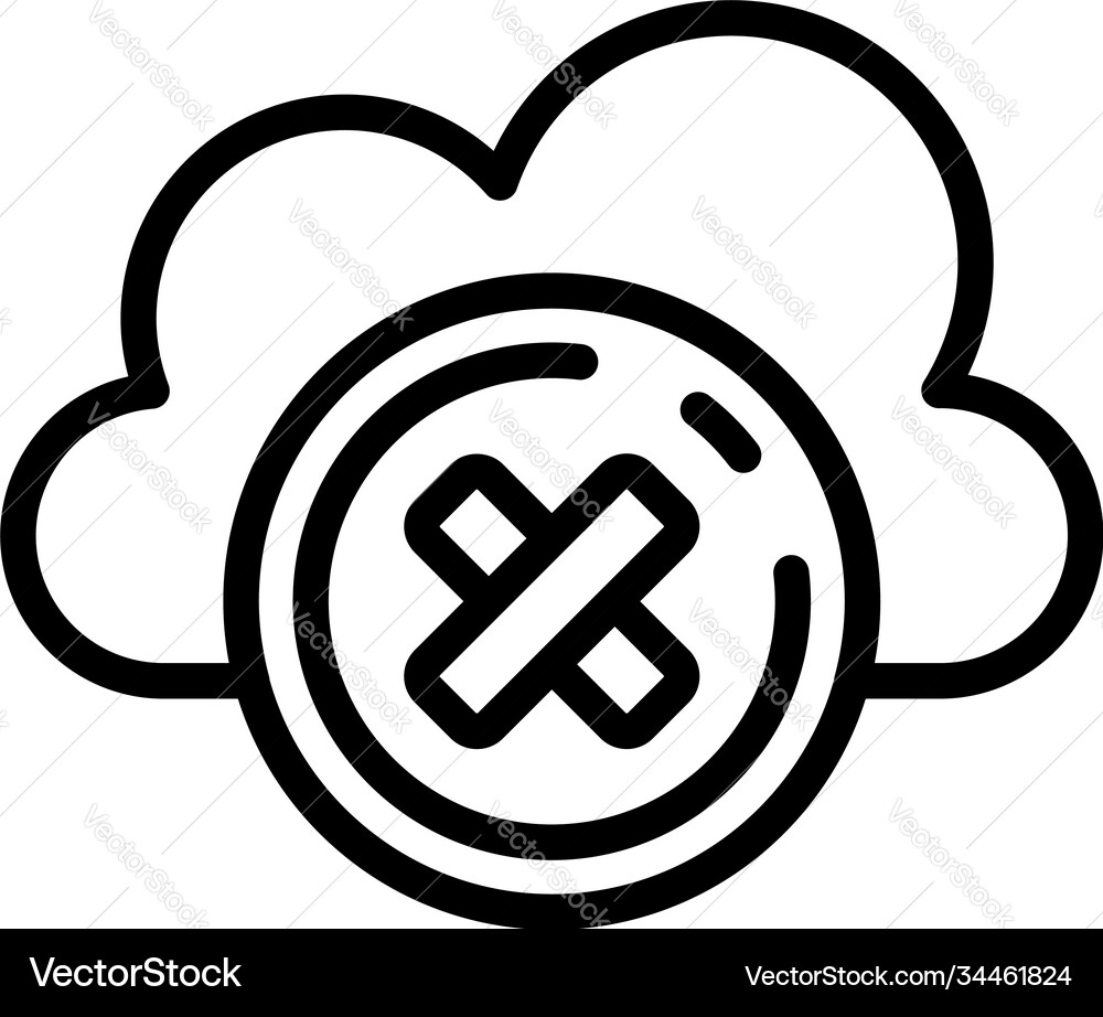 Rejected data cloud icon outline style Rejected data cloud icon outline style vector image