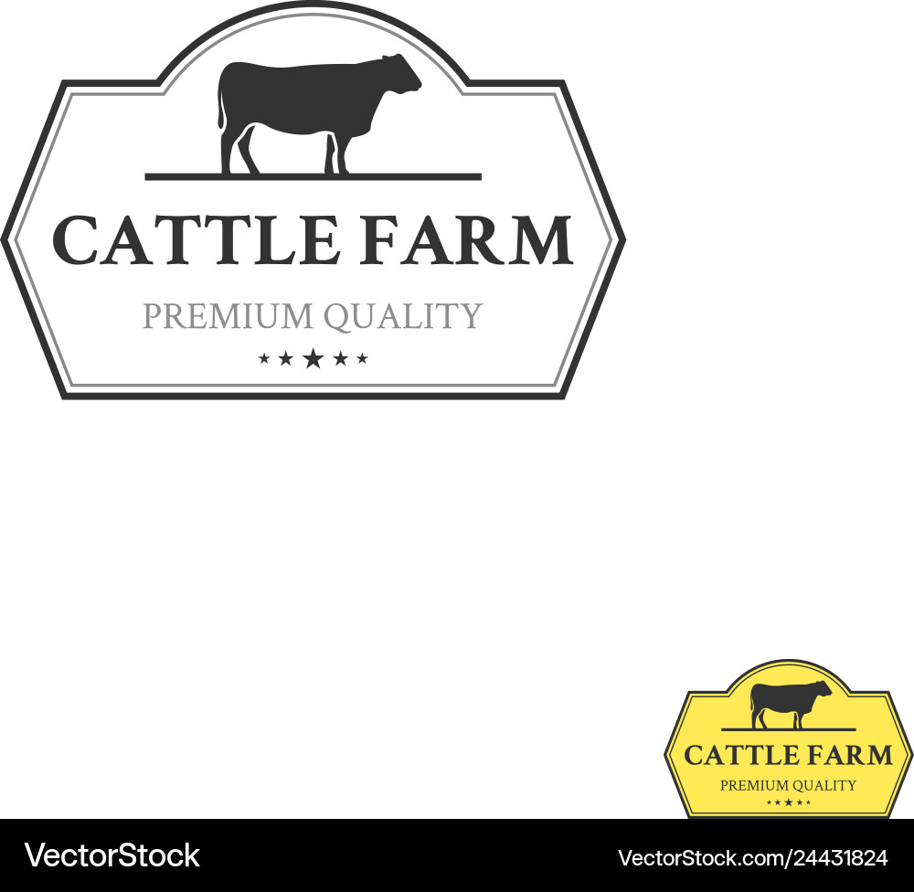 Retro Cattle & Beef Emblem Vector Image