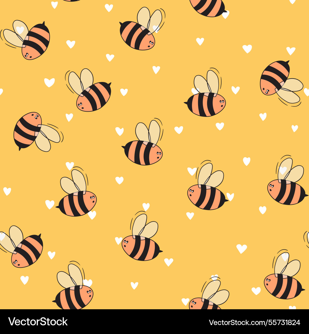 Seamless pattern with bees on color background Seamless pattern with bees on color background vector image