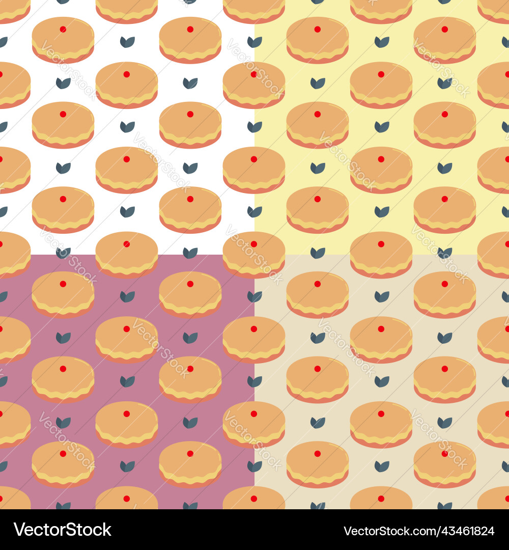 Set of seamless patterns with pie cake Set of seamless patterns with pie cake vector image