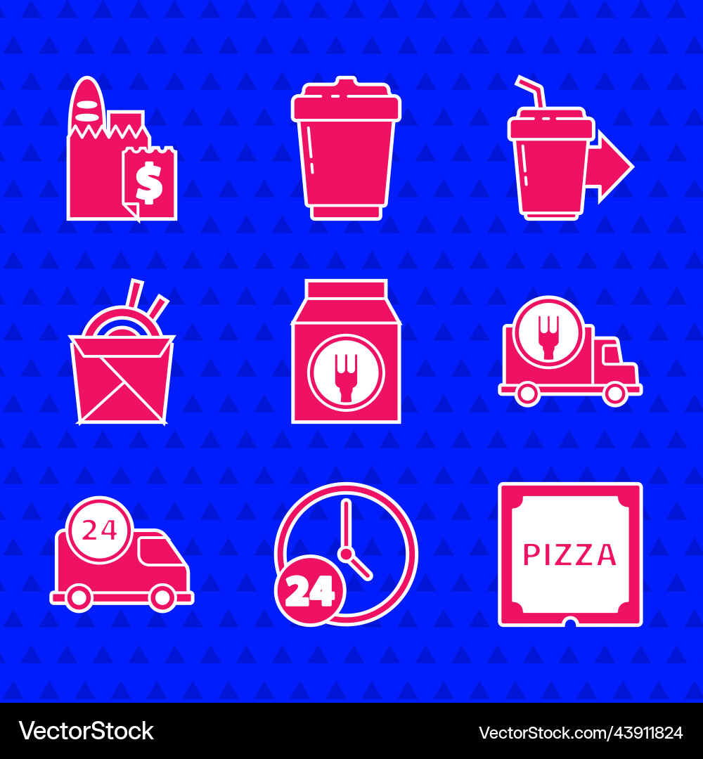 Set online ordering and delivery clock 24 hours Set online ordering and delivery clock 24 hours vector image