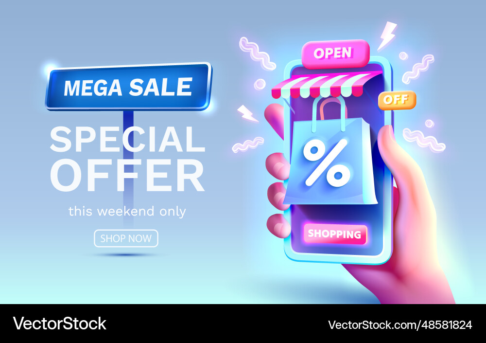 Shopping smart phone screen box pay online Shopping smart phone screen box pay online vector image