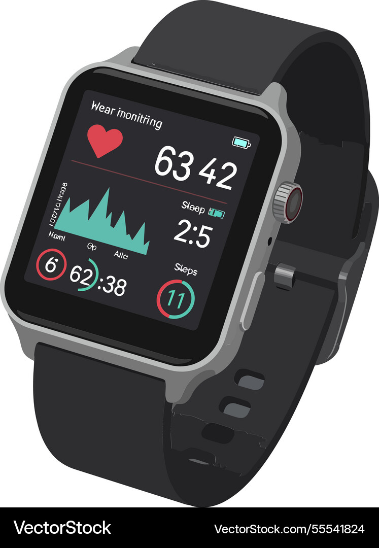 Smartwatch displaying health data in flat style Vector Image