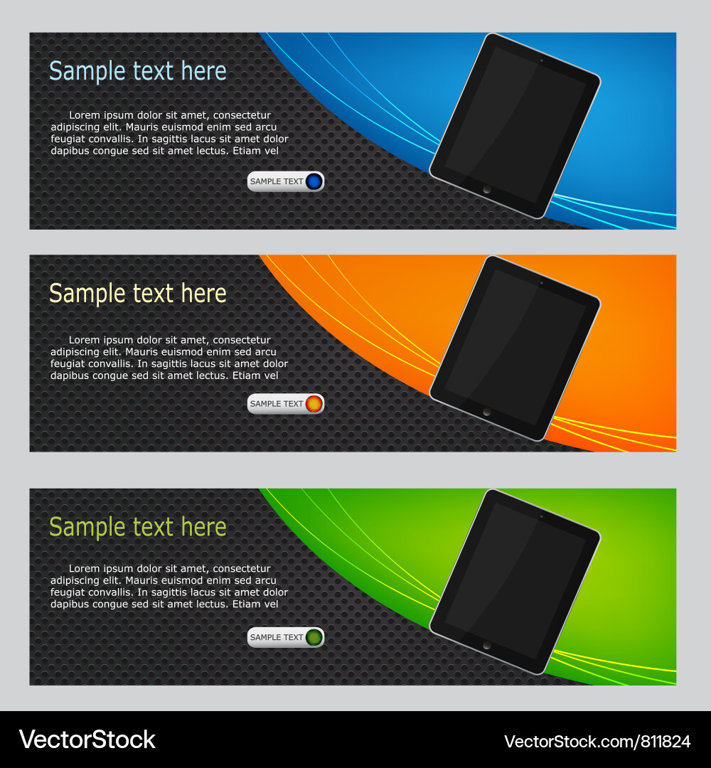Tablet Header Banners Vector Image