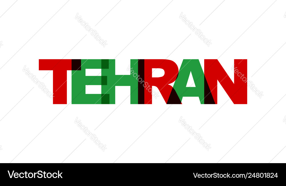 Tehran phrase overlap color no transparency Vector Image