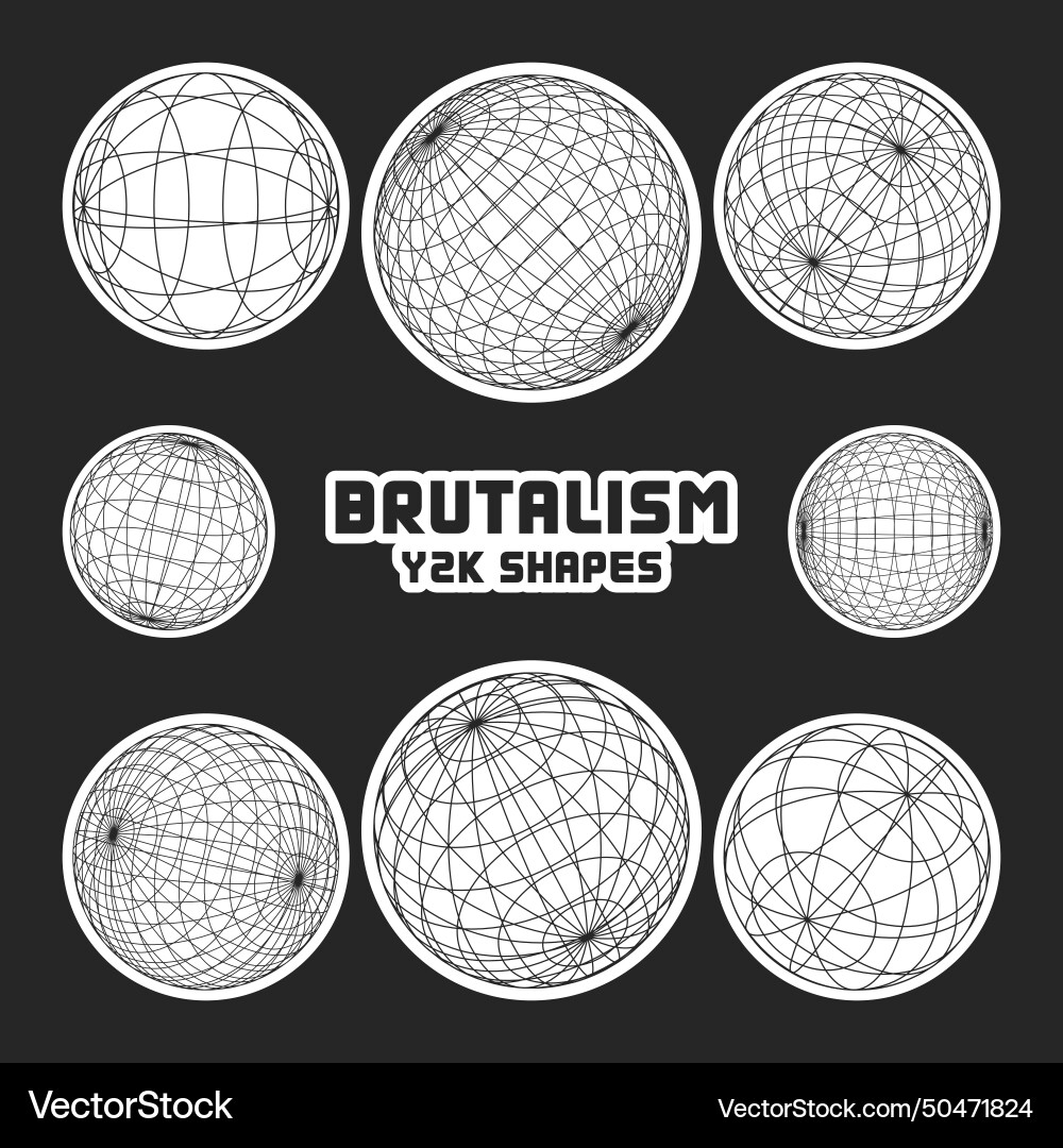 Wireframe shapes lined sphere perspective mesh Wireframe shapes lined sphere perspective mesh vector image