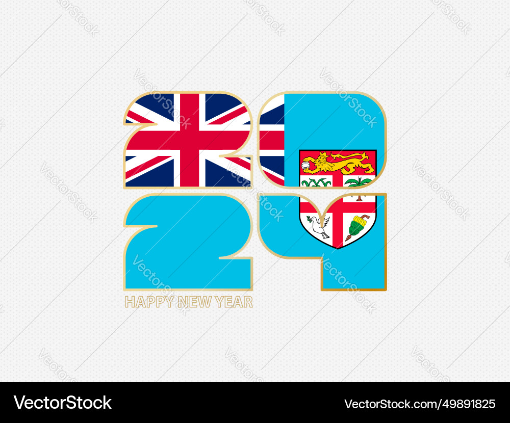 Abstract numbers 2024 with flag of fiji Vector Image