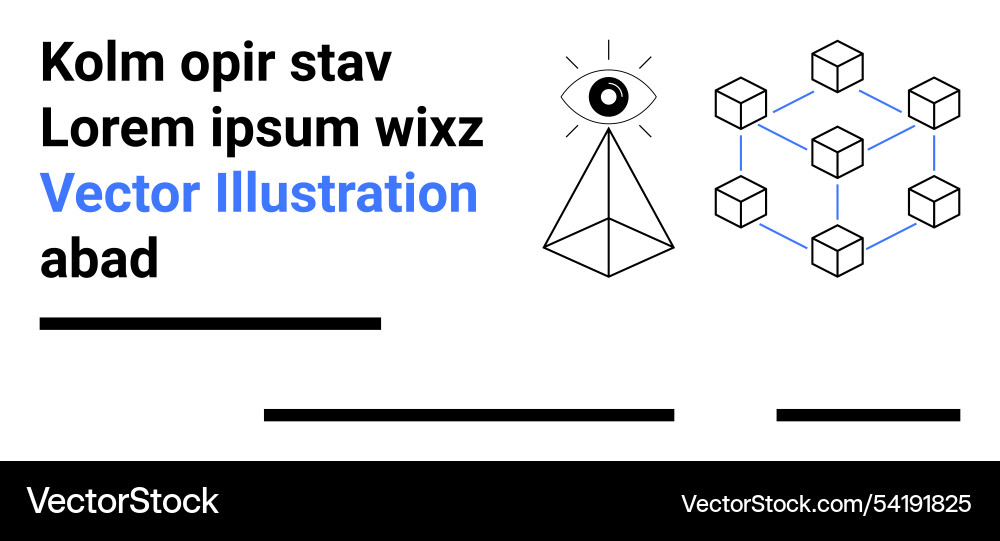 Eye pyramid and cubes network with text elements vector image