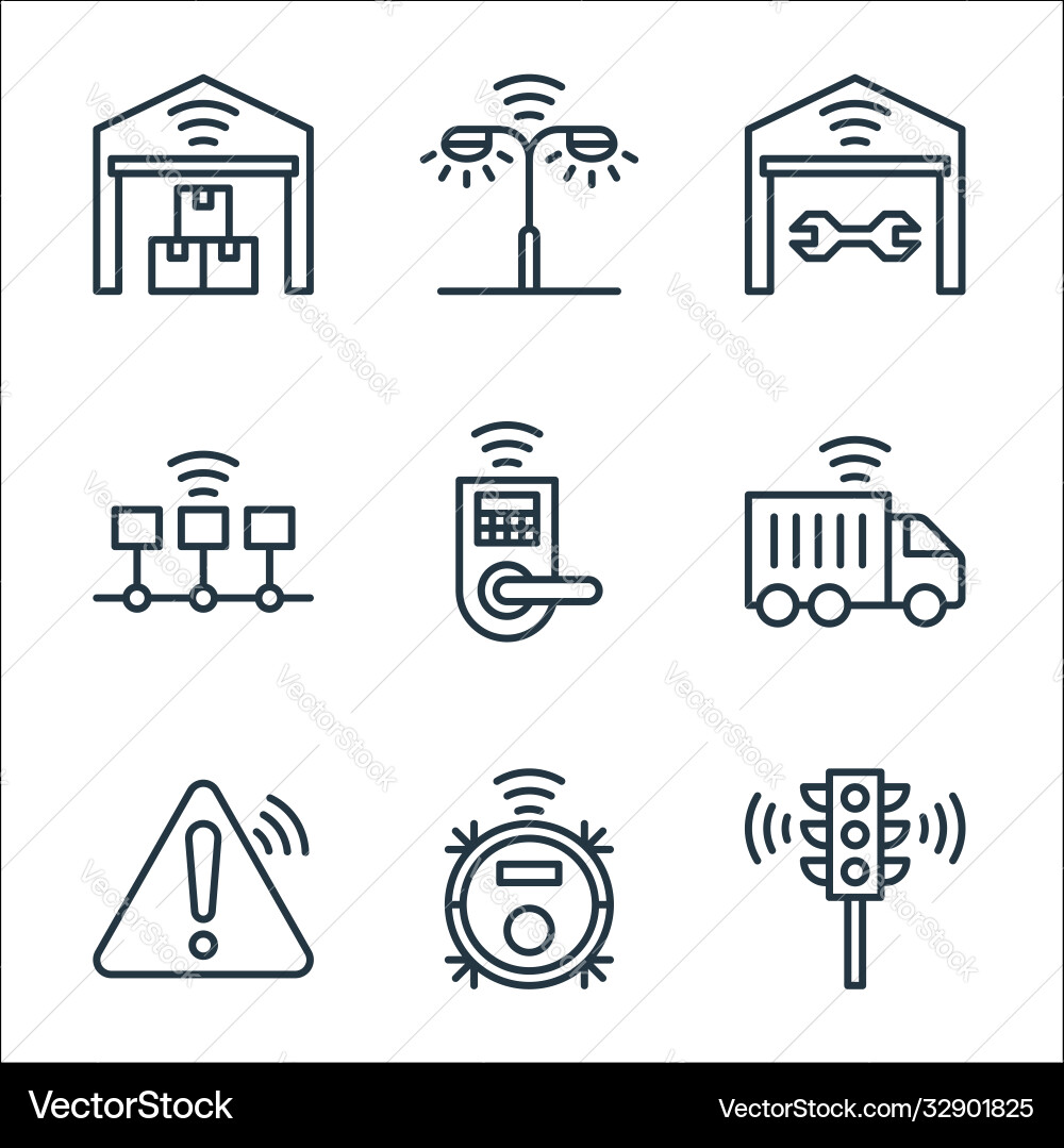 Internet things line icons linear set quality Internet things line icons linear set quality vector image