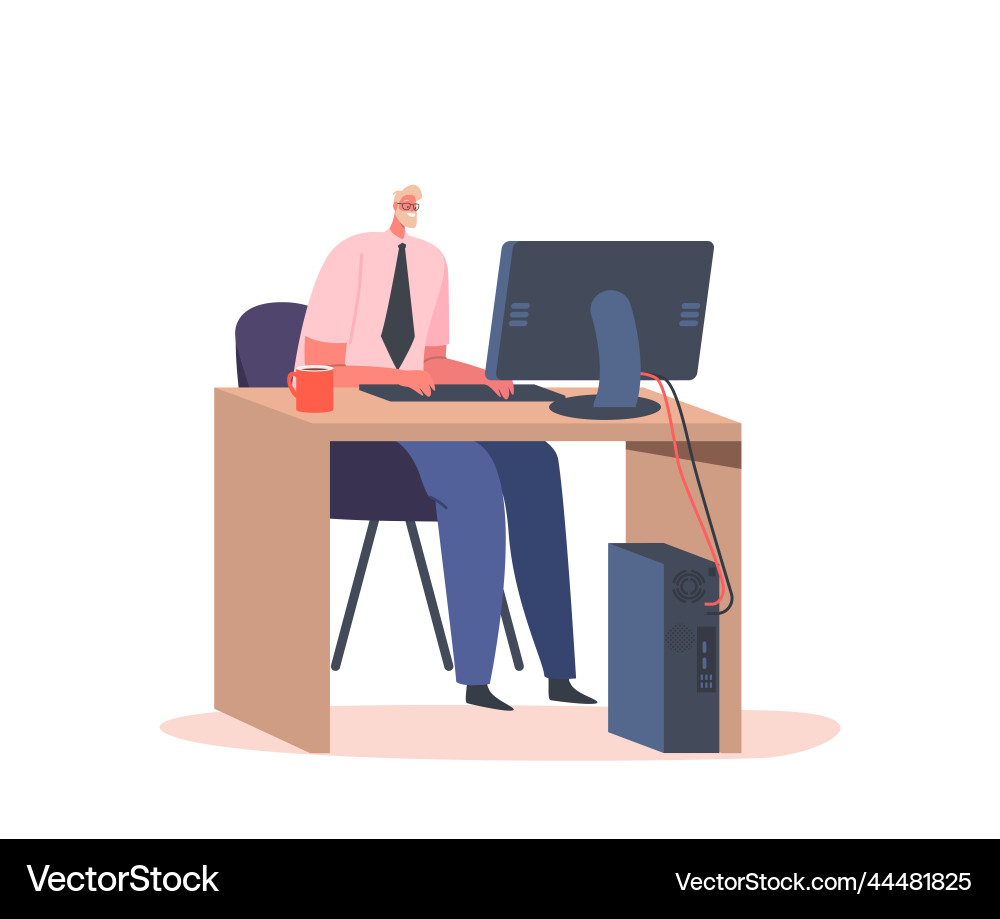 Mann sysadmin oder Coder bei der Arbeit auf Computer Mann sysadmin oder Coder bei der Arbeit auf Computer vektorbild