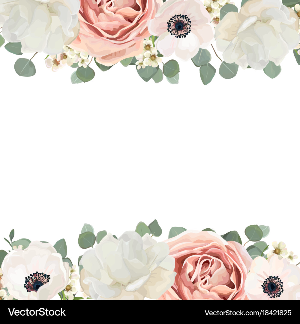 Peach Floral Card with Roses and Peonies Vector Image