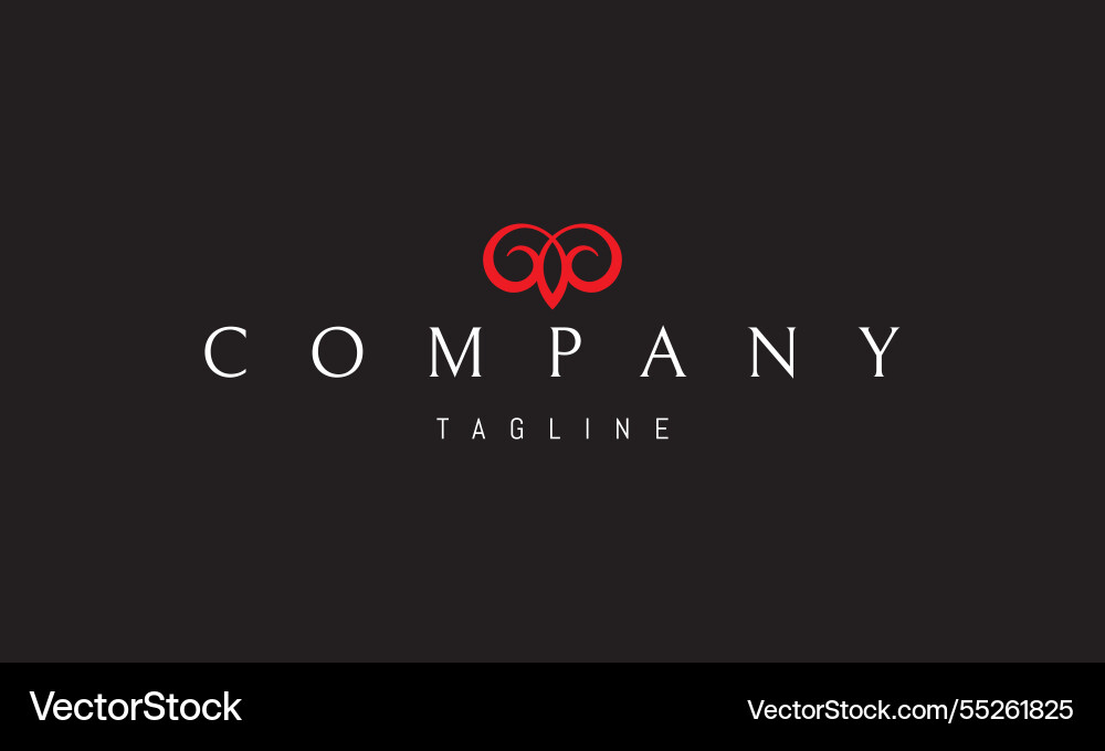 Red logo with an abstract image of a rams Vector Image