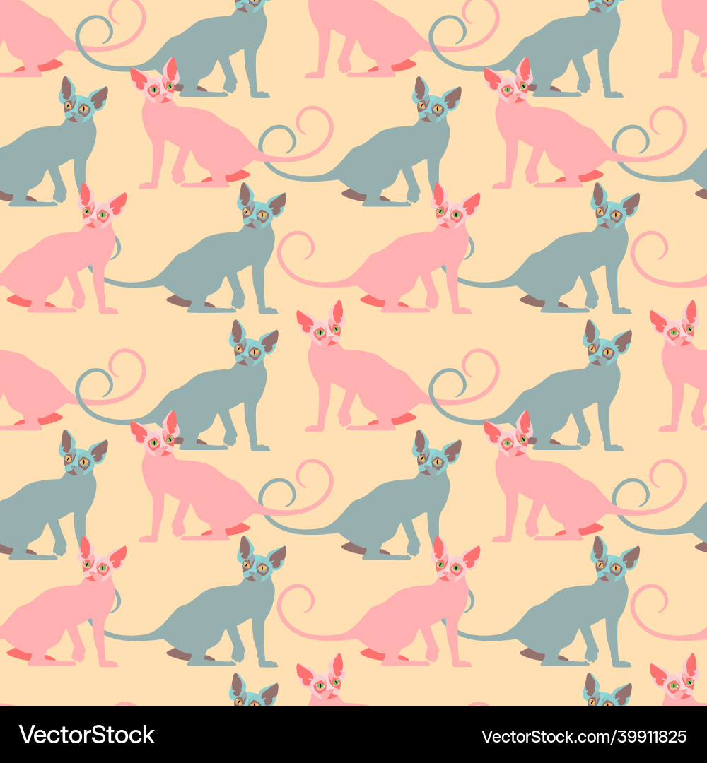 Seamless pattern with sphinx cat Seamless pattern with sphinx cat vector image