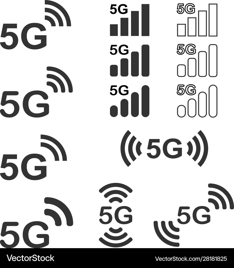 Wifi icon sign shape button set mobile signal 5g Wifi icon sign shape button set mobile signal 5g vector image