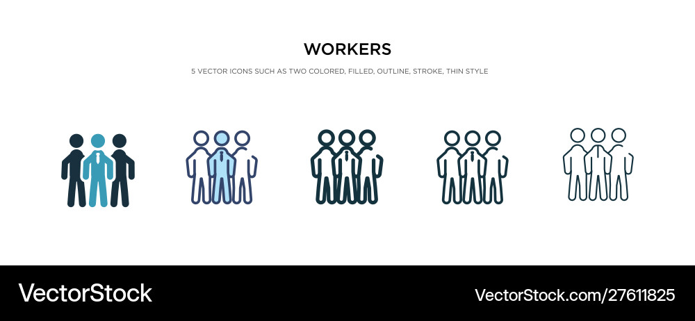 Workers icon in different style two colored vector image