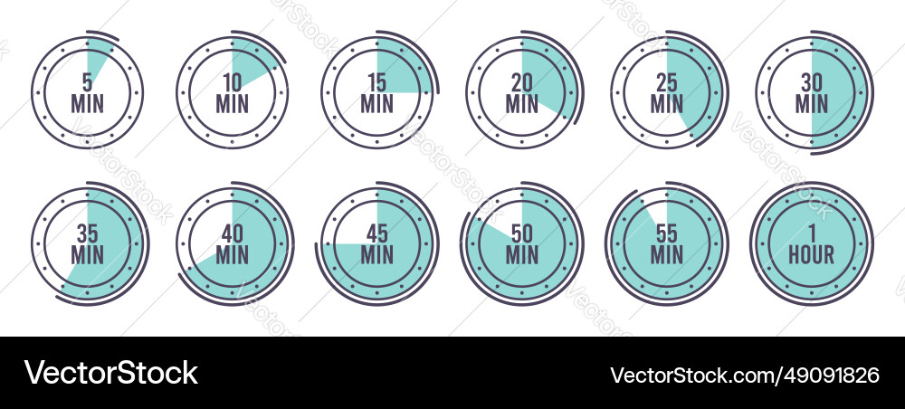 Clock & Timer Icons - Stopwatch & Countdown vector image