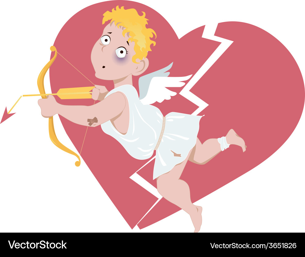 Defeated Cupid - Heartbreak Vector Image
