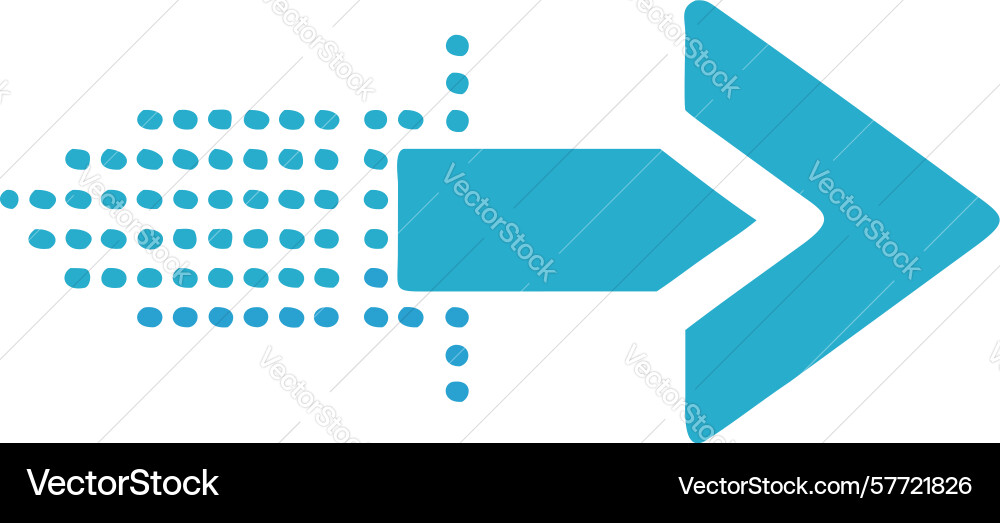 Forward arrow icon with dashed trail dynamic vector image