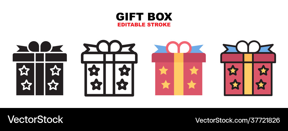 Gist box icon set with different styles editable Gist box icon set with different styles editable vector image