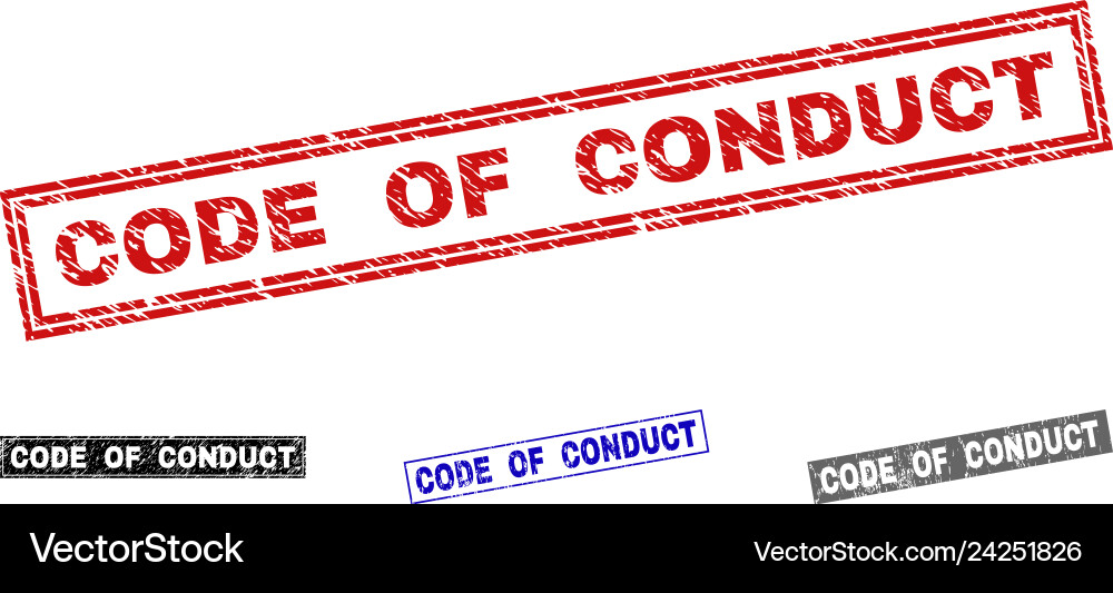 Grunge code of conduct textured rectangle Vector Image