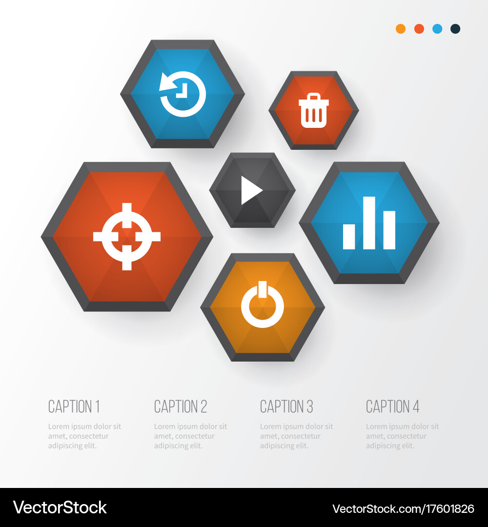Interface icons set collection of button recycle vector image