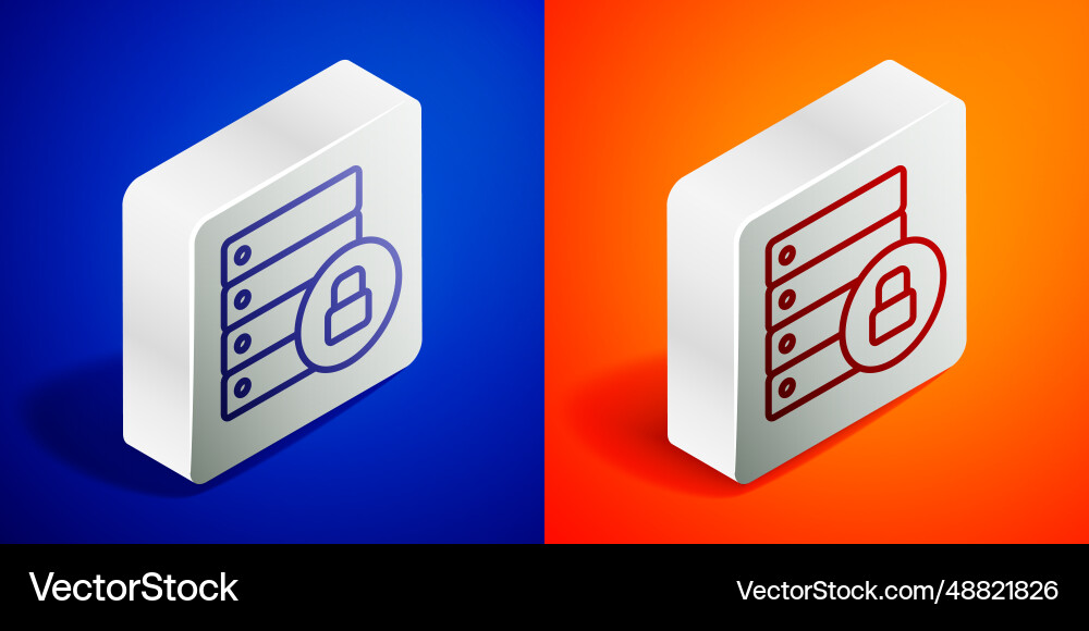 Isometric line server security with closed Isometric line server security with closed vector image