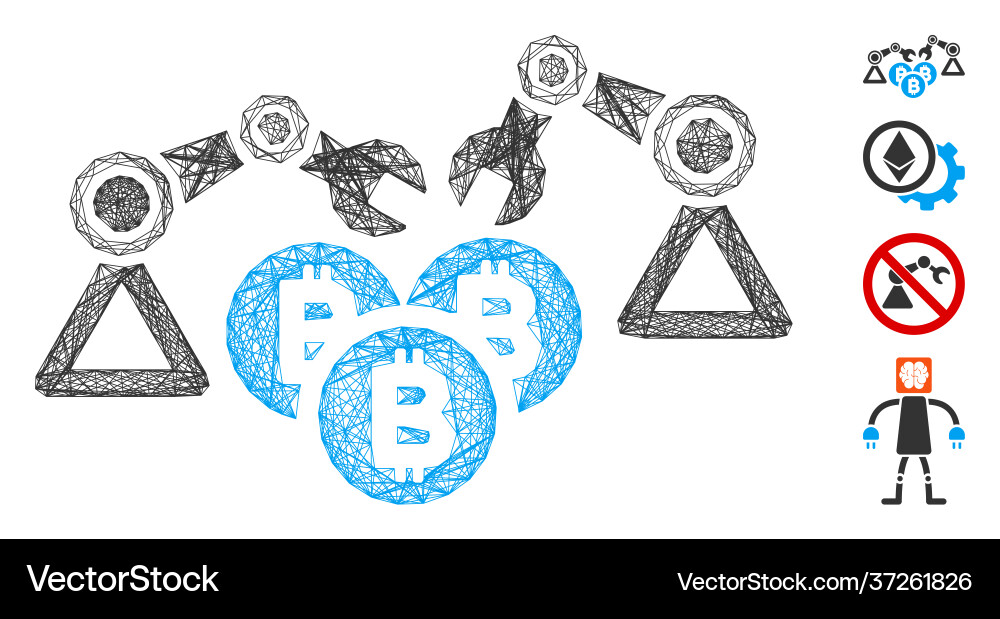 Linear bitcoin mining robotics mesh Linear bitcoin mining robotics mesh vector image