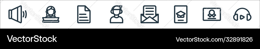 Online learning line icons linear set quality Online learning line icons linear set quality vector image