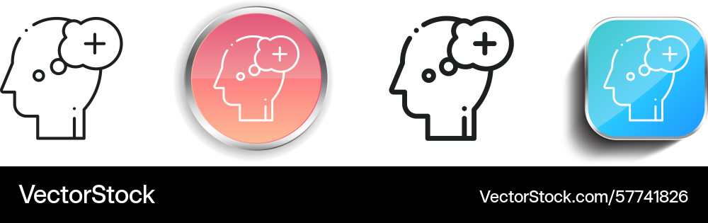 Positive icon thin linear regular and button vector image