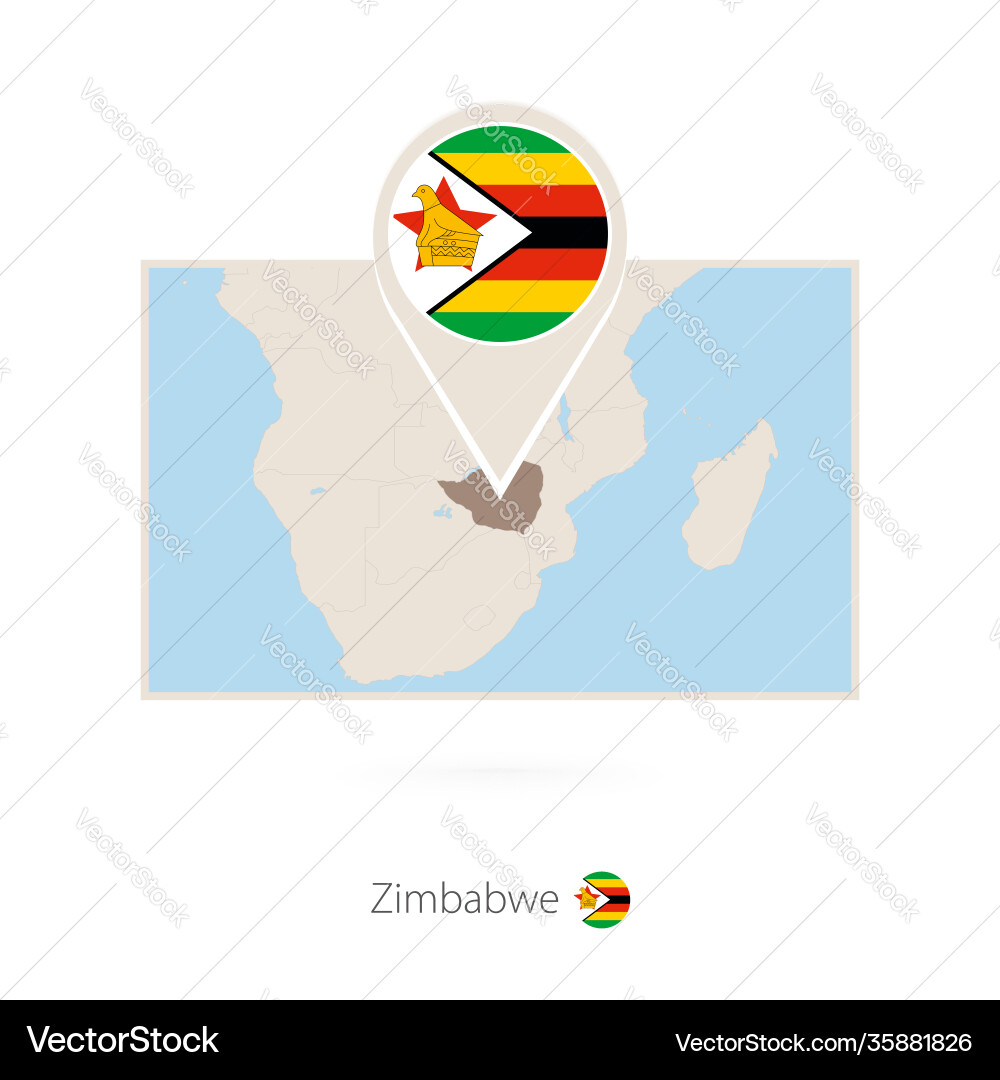 Rectangular map zimbabwe with pin icon Rectangular map zimbabwe with pin icon vector image