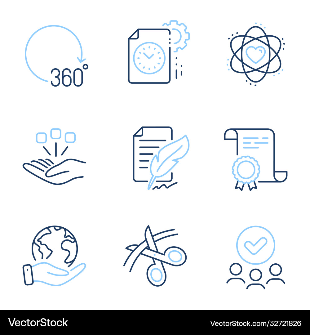 Scissors project deadline and 360 degrees icons Scissors project deadline and 360 degrees icons vector image