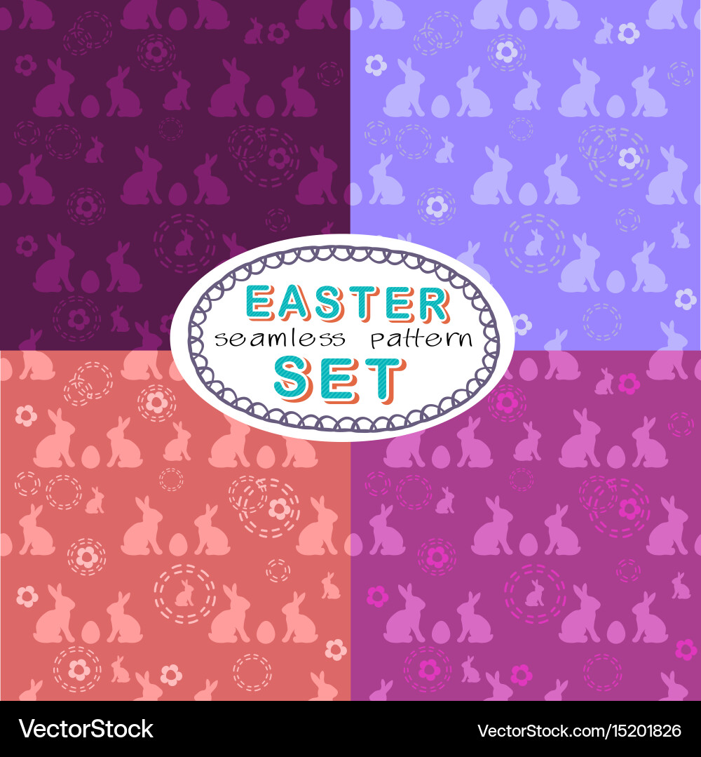 Seamless easter pattern set with four patterns vector image