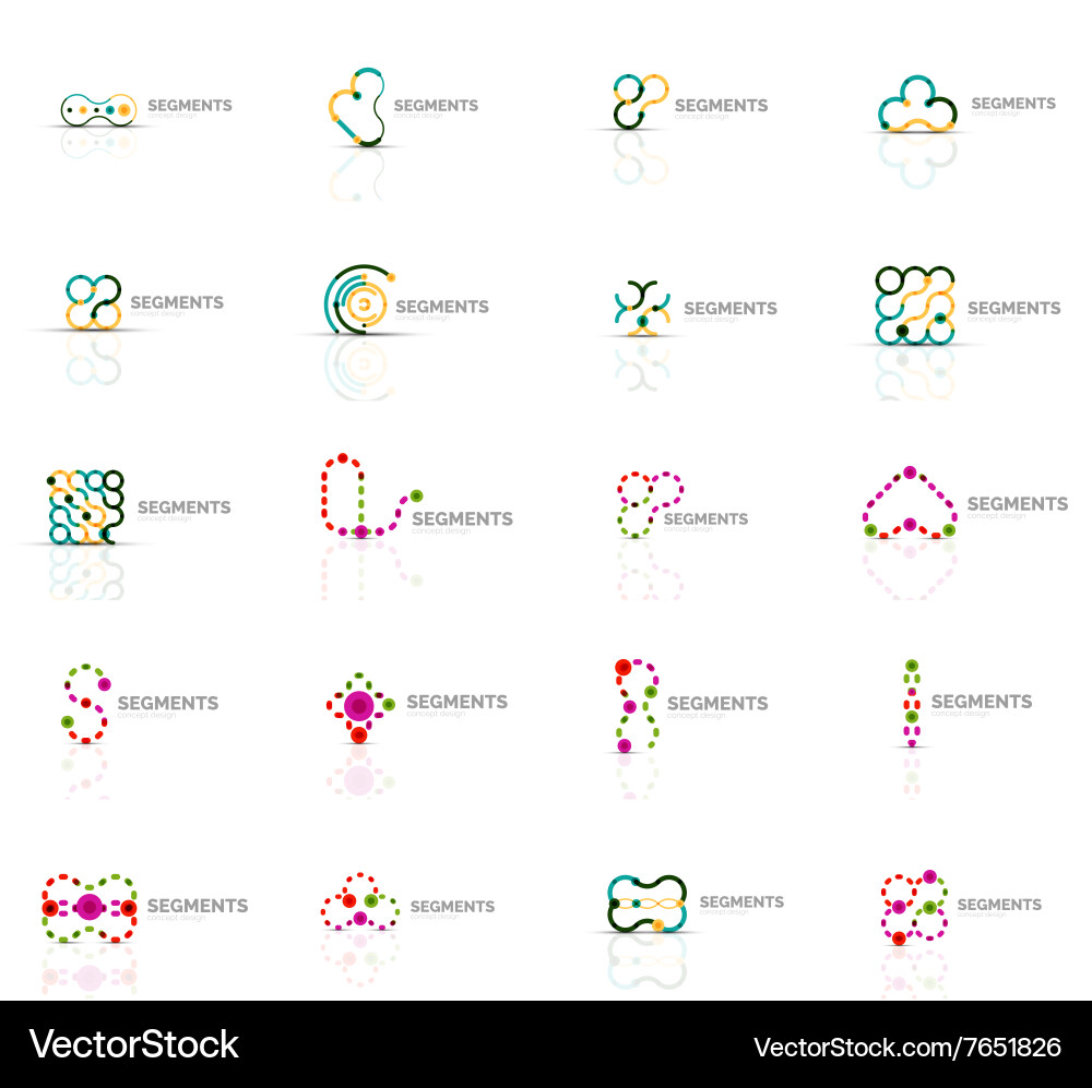 Set of linear abstract logos swirl circle vector image