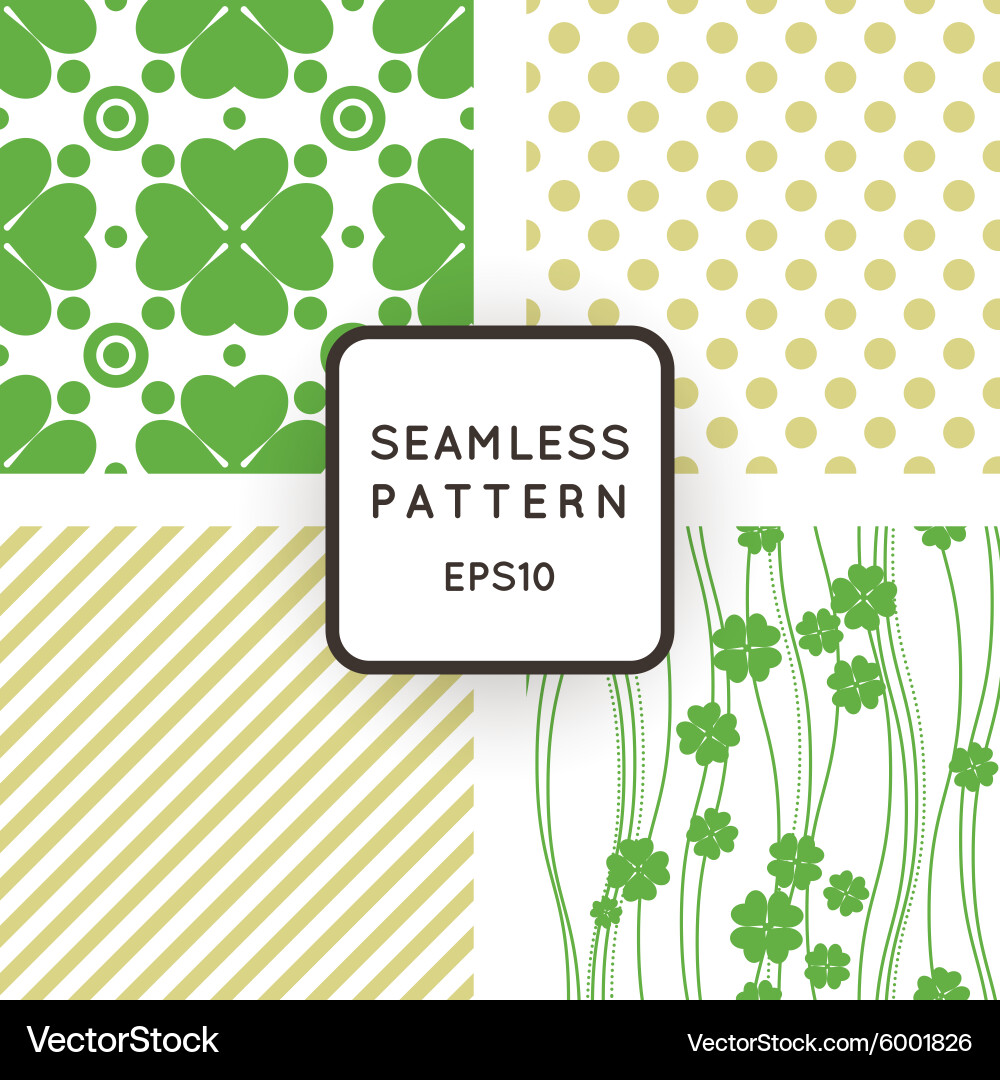 Set of seamless patterns with clovers vector image