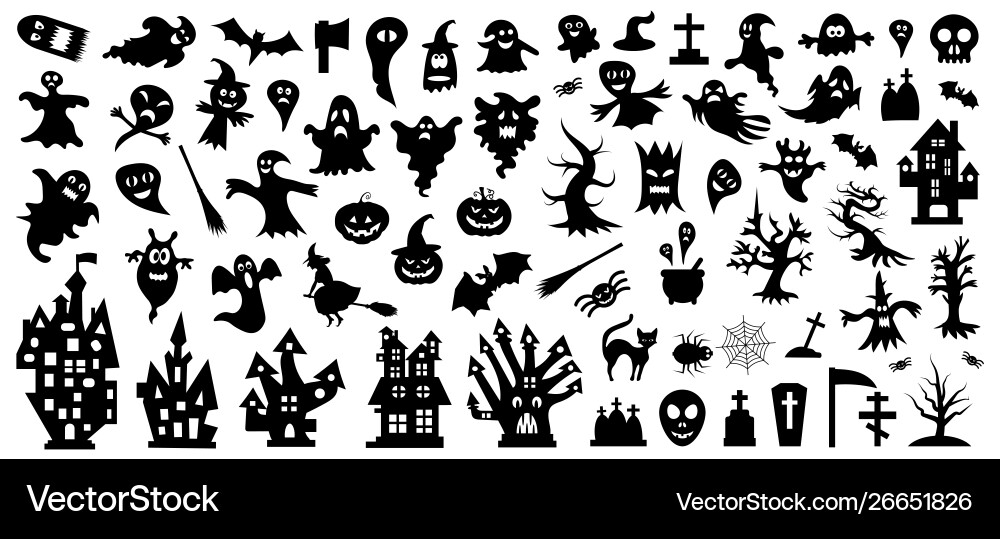 Set Silhouetten halloween auf einem weißen Set Silhouetten halloween auf einem weißen vektorbild