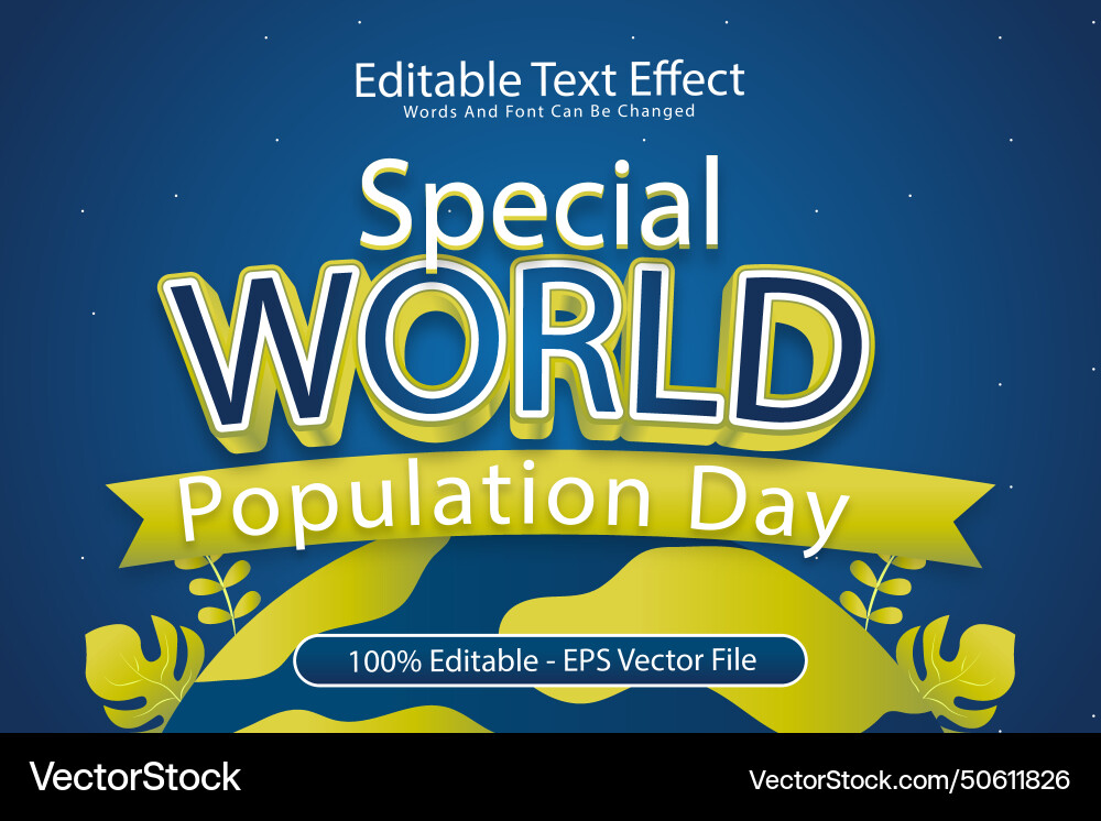 Special world population day editable text effect Vector Image