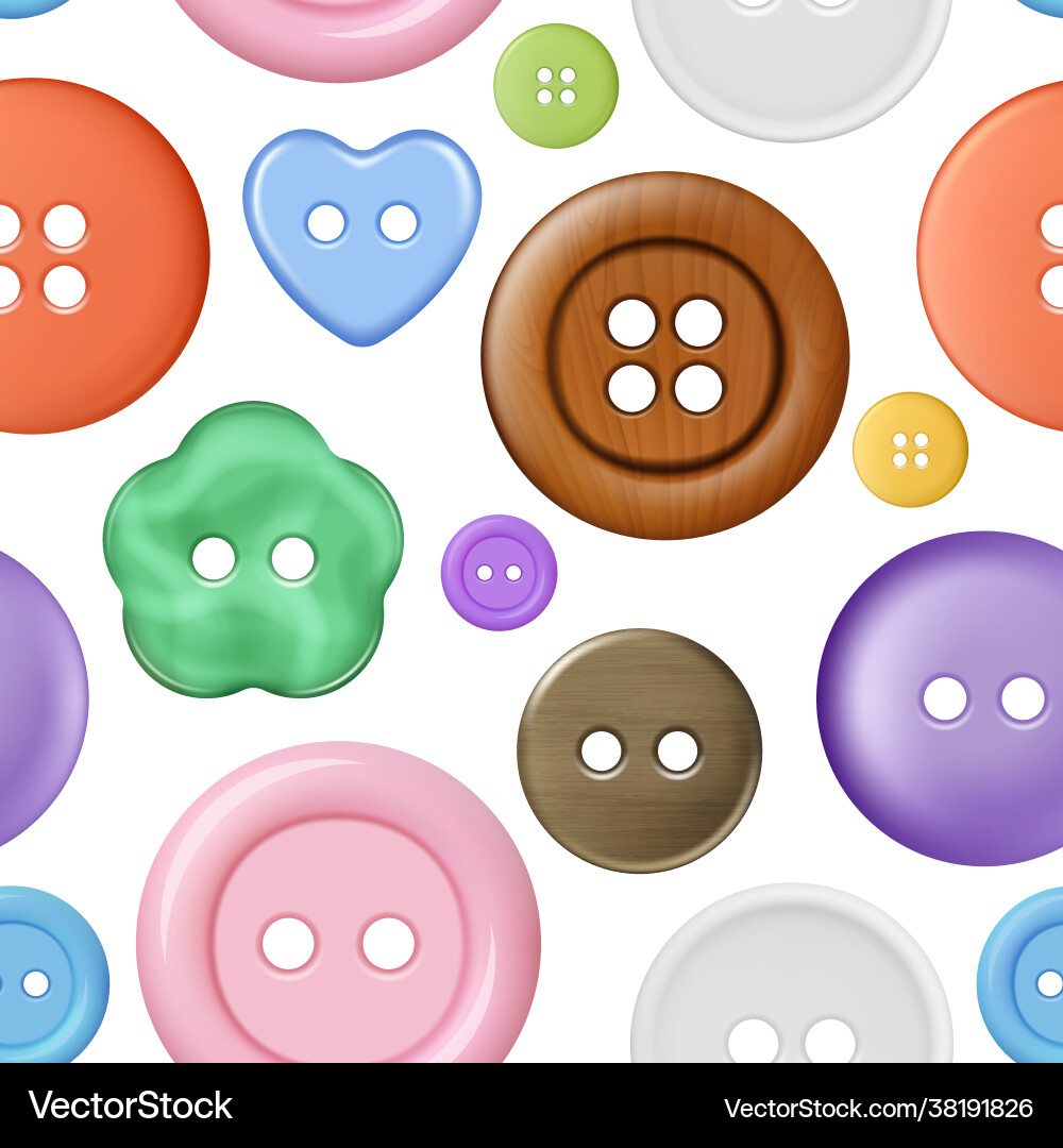 Tailor pattern colored buttons with thread sewing Tailor pattern colored buttons with thread sewing vector image
