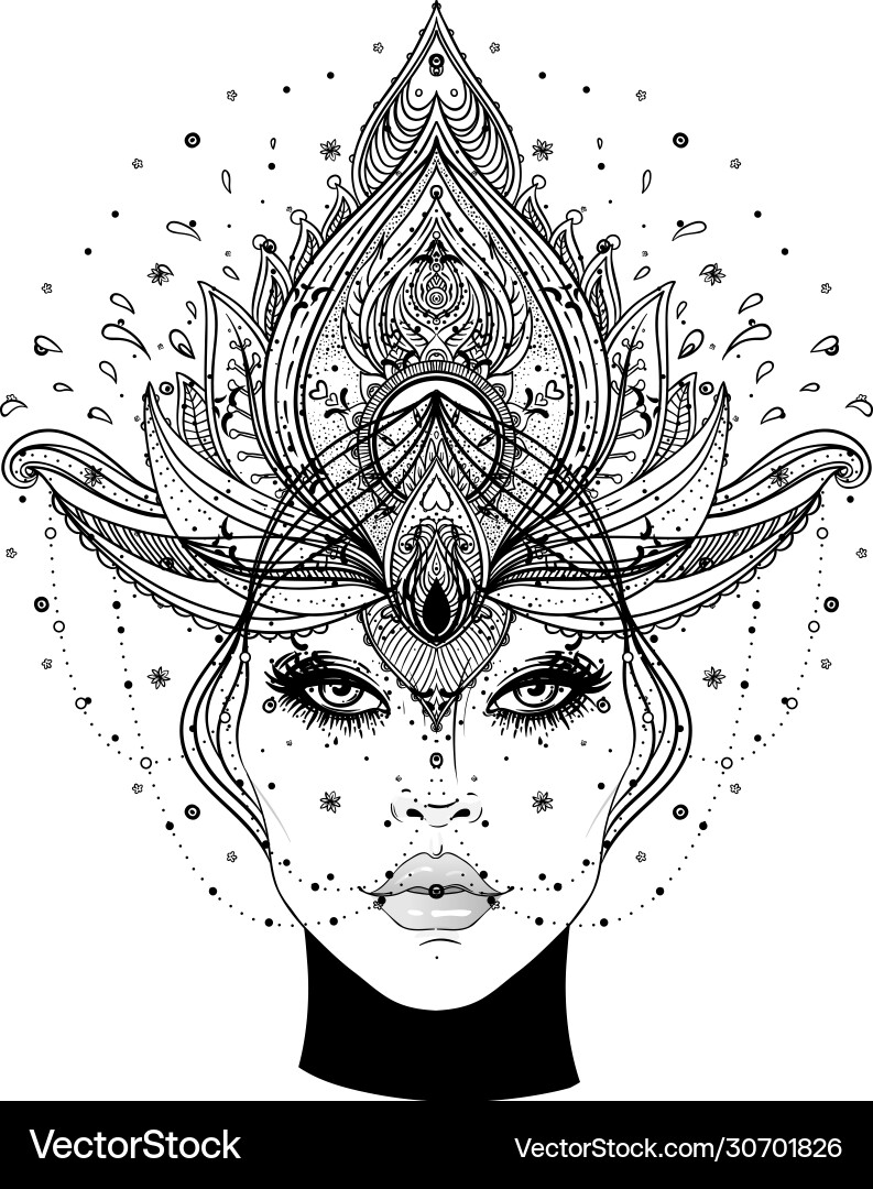 Tribal fusion boho diva beautiful asian divine Tribal fusion boho diva beautiful asian divine vector image