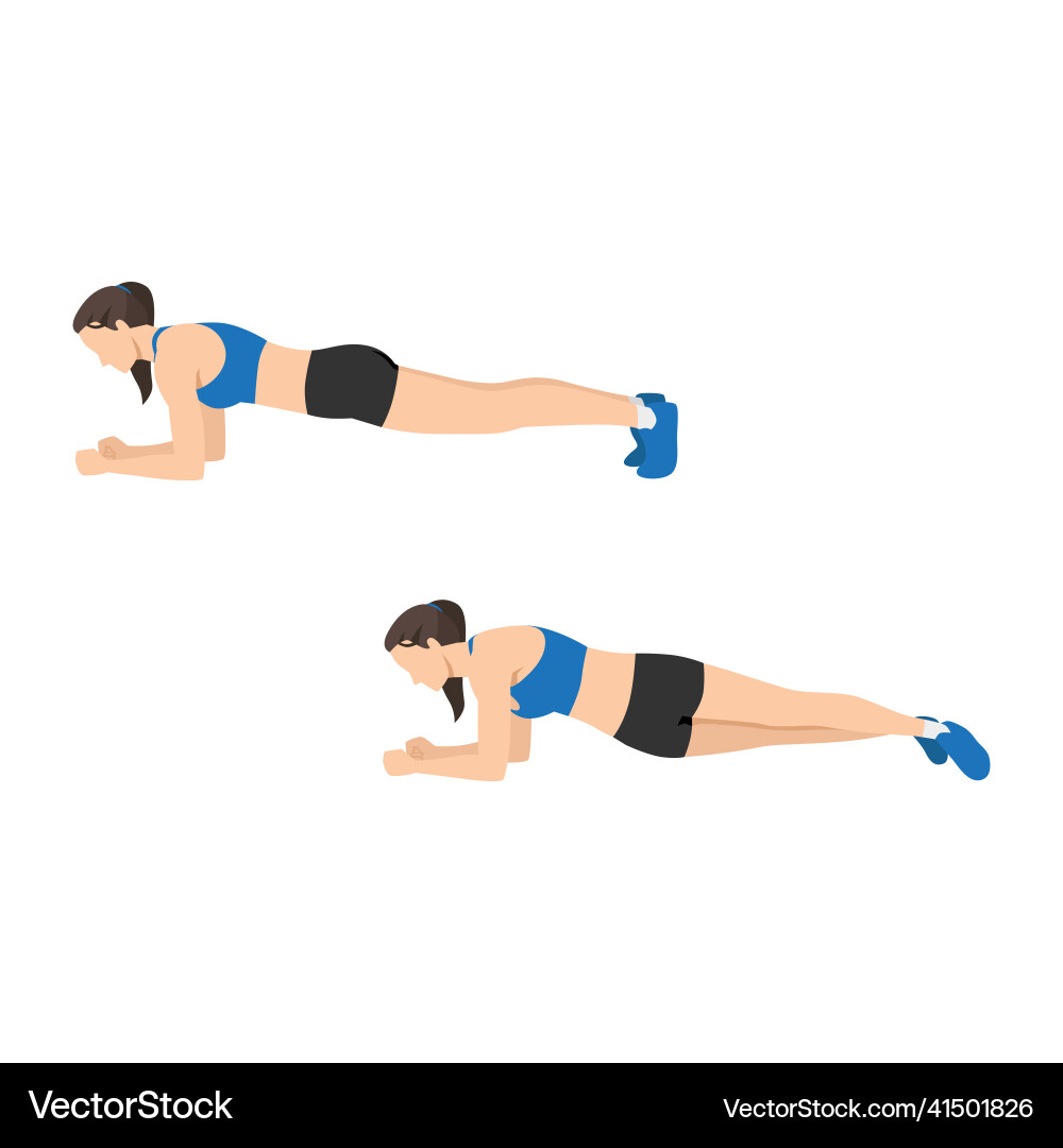 Woman doing plank hip dips exercise flat vector image