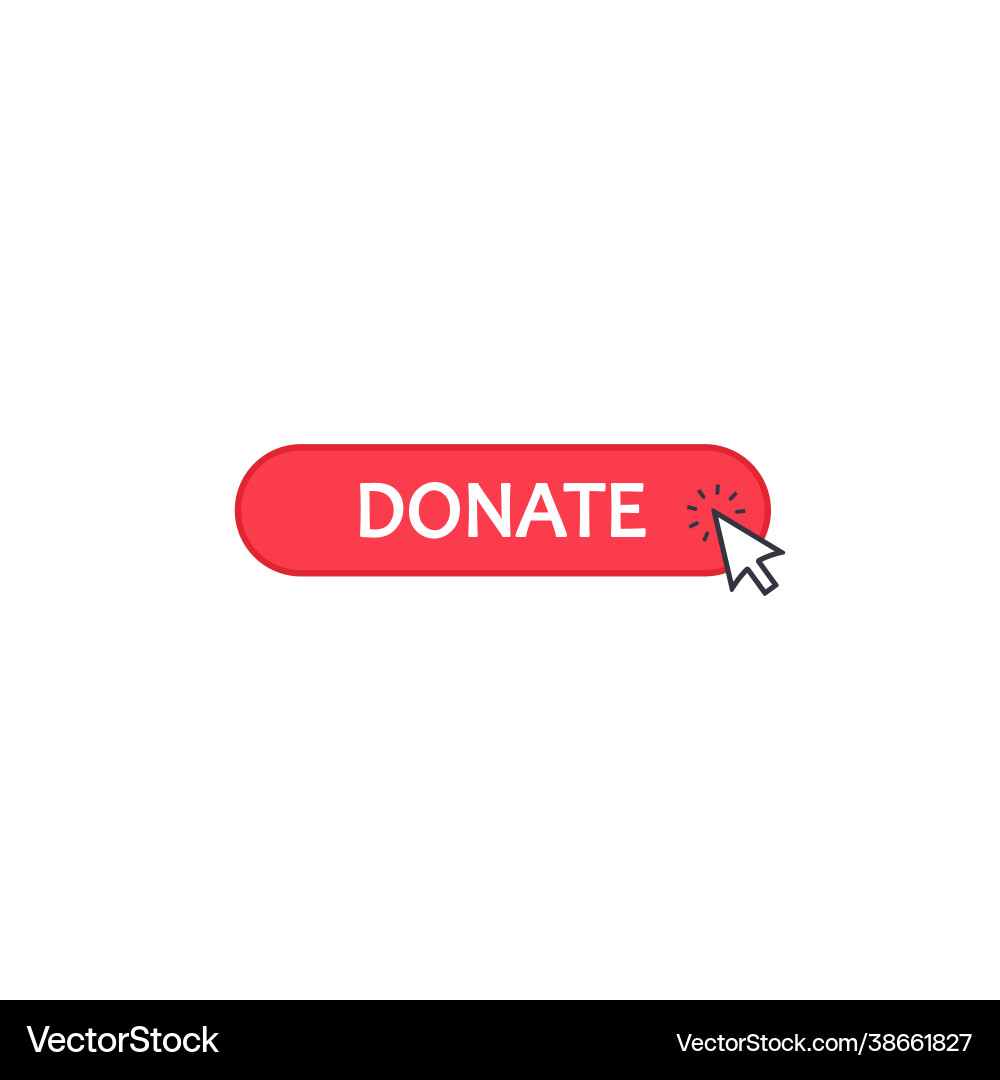 Donate button click with arrow cursor isolated Donate button click with arrow cursor isolated vector image