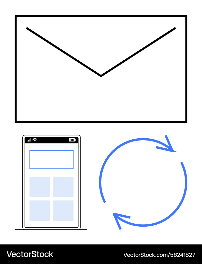 Email communication and synchronization across Email communication and synchronization across vector image