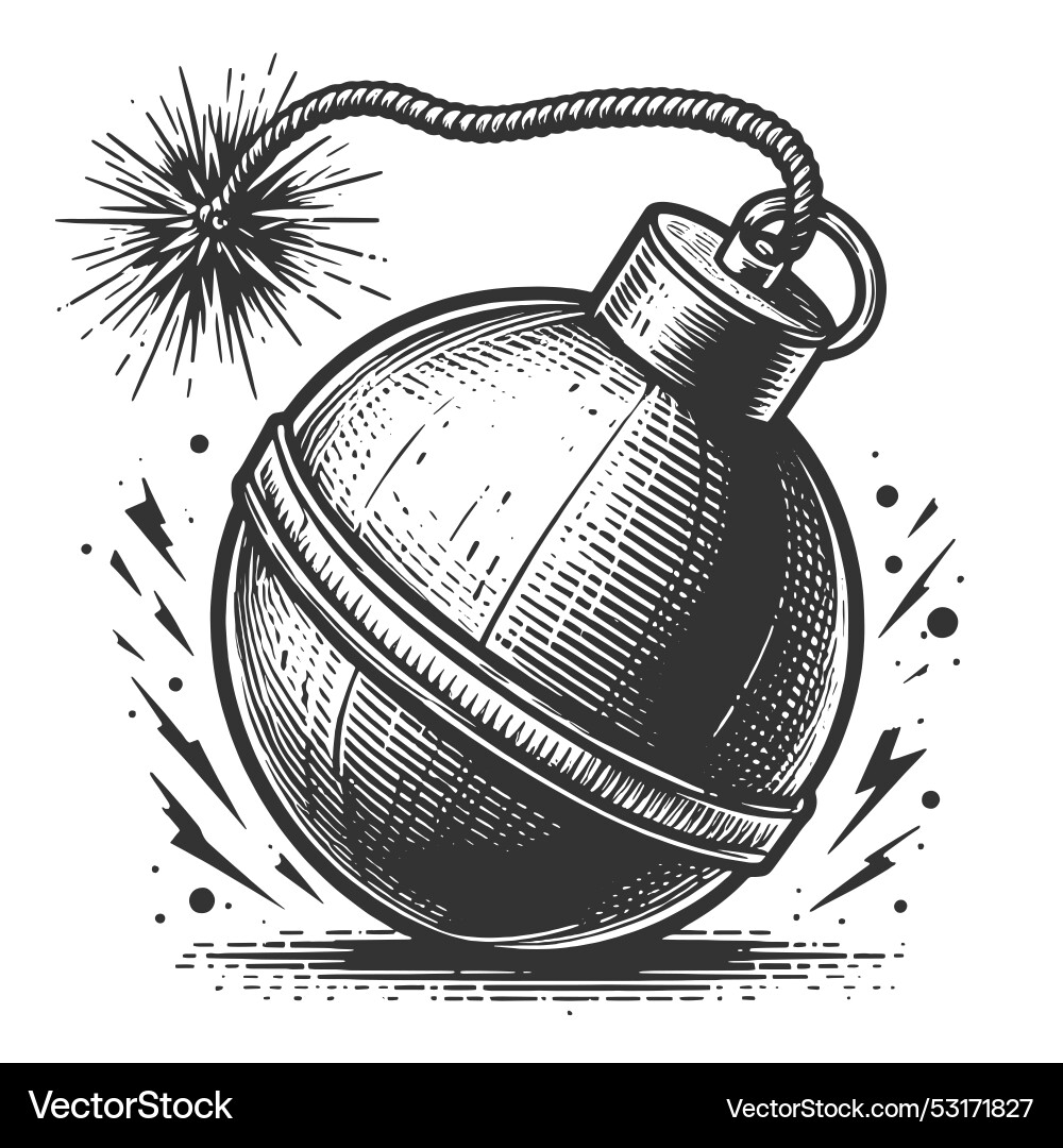 Exploding bomb engraving vector image