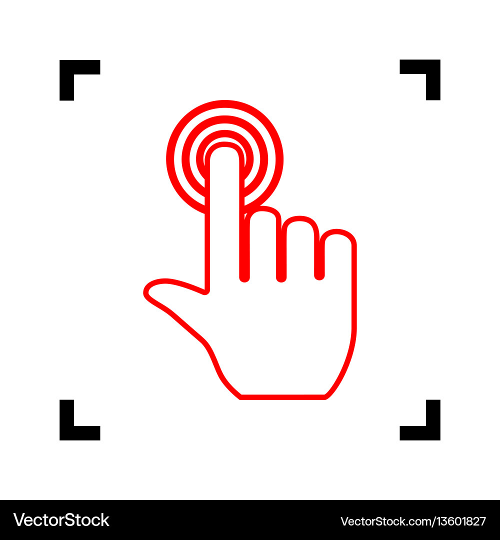 Hand click on button red icon inside vector image