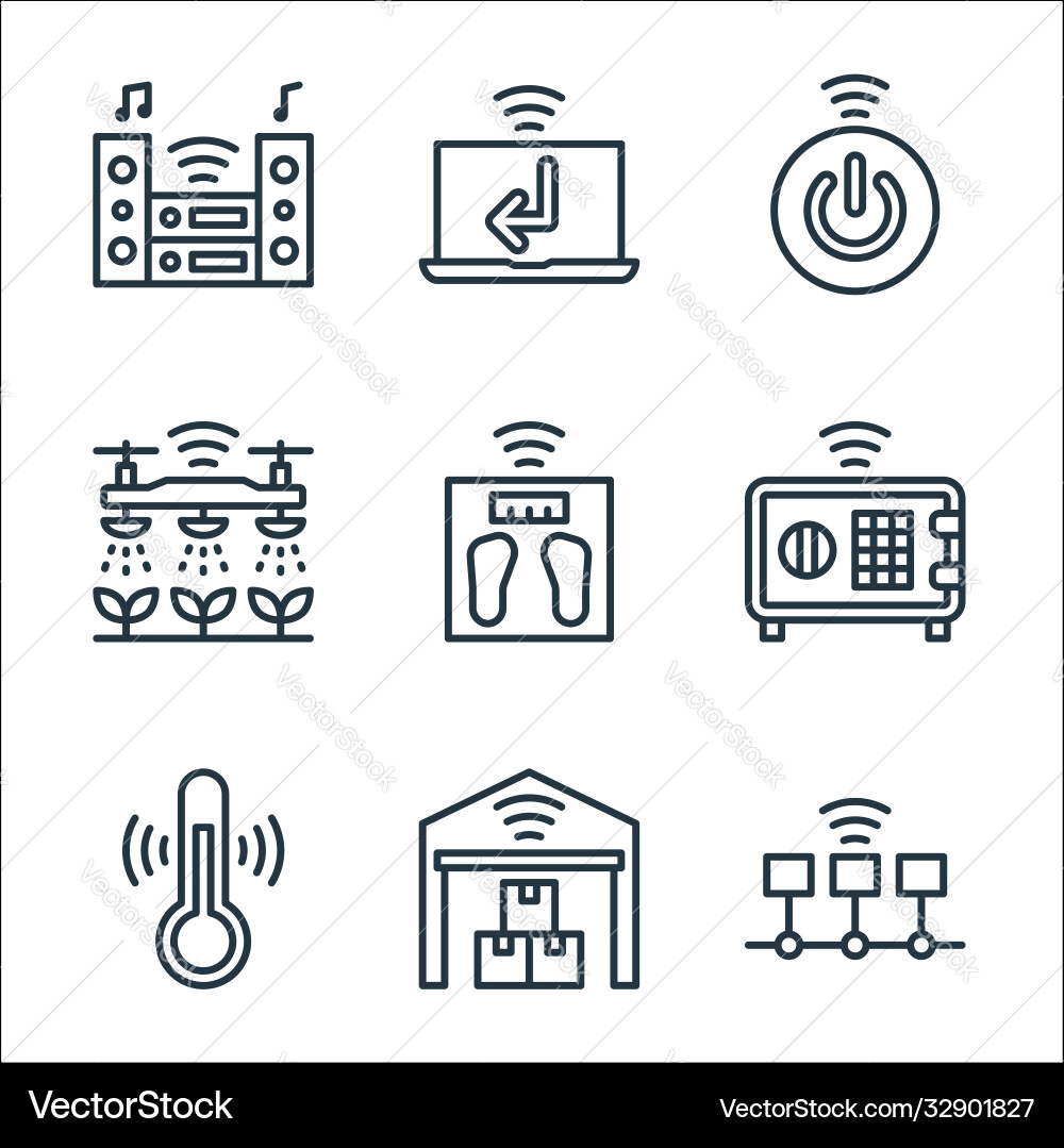 Internet things line icons linear set quality Internet things line icons linear set quality vector image