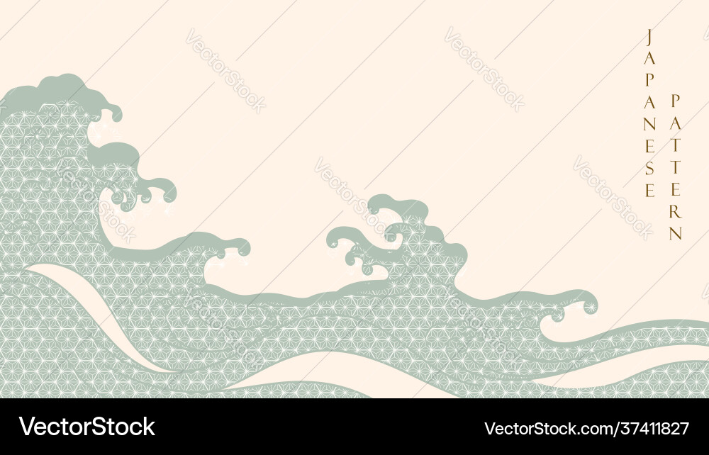 Japanese hand draw wave background with geometric Japanese hand draw wave background with geometric vector image