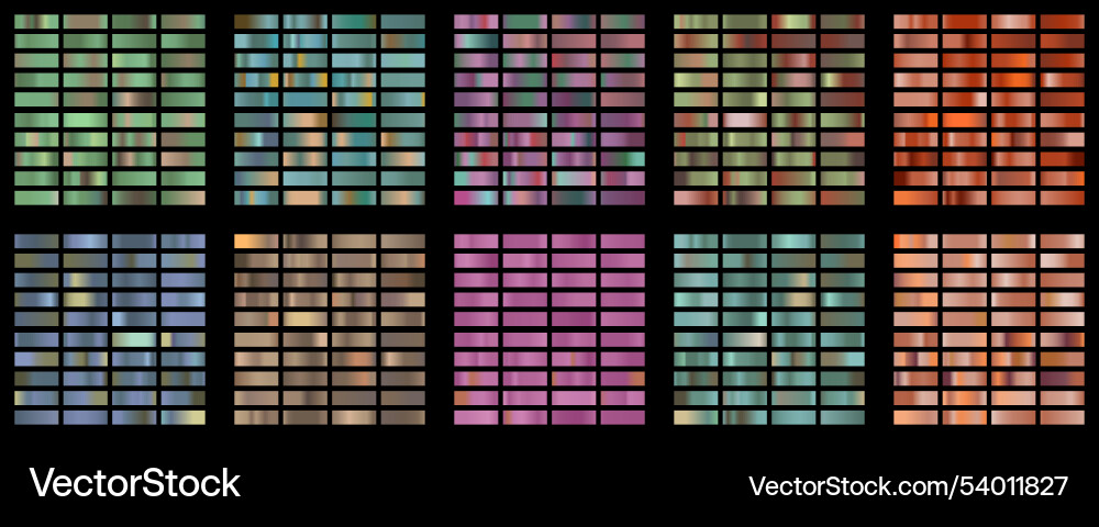 Metallic gradient collection with shiny color Metallic gradient collection with shiny color Vector Image